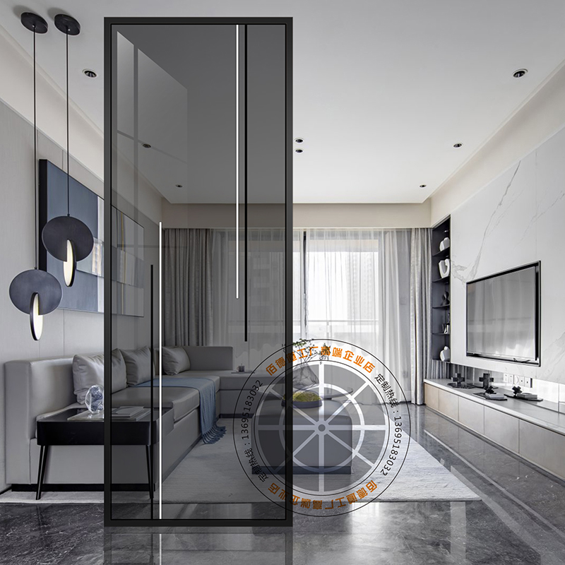 Modern art glass partition light luxury living room entrance bathroom dry area small apartment tempered frosted transparent screen