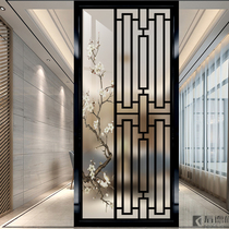 Art glass partition Modern new Chinese style decoration Living room entrance Tempered frosted translucent screen background wall customization