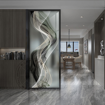 Modern simple art glass tempered frosted living room entrance toilet dry wall transparent process screen