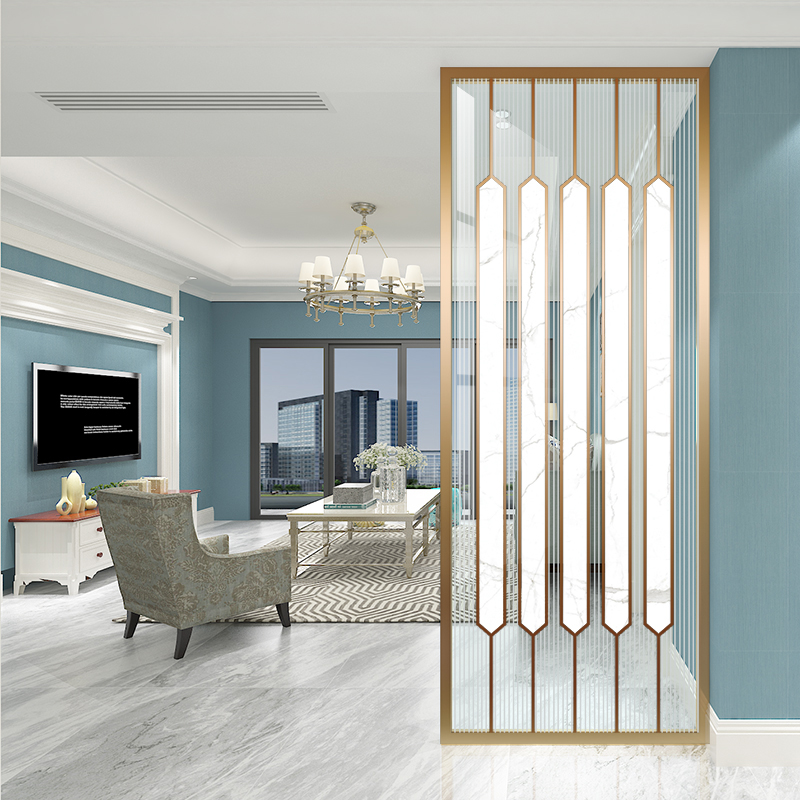 Art glass entrance living room bathroom dry area partition frosted transparent double-sided craft light luxury small apartment type screen