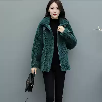 Cashmere coat women's short 2020 new collar composite fur one full lamb coat