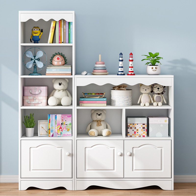 Children's bookcase floor-to-ceiling storage cabinet shelf integrated against the wall living room bedroom student kindergarten with door small bookshelf