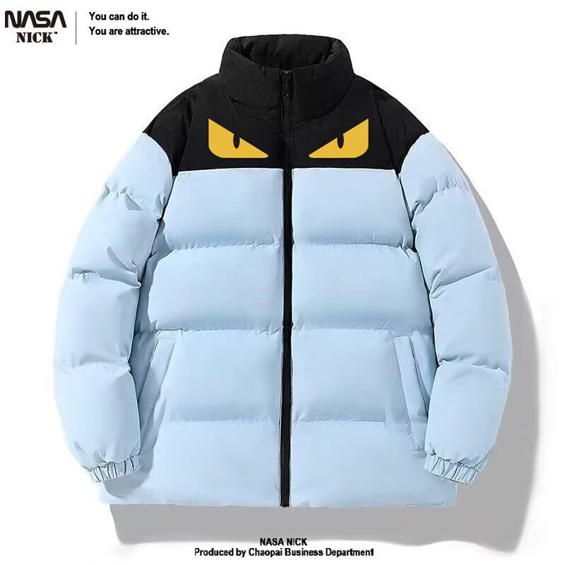 American-Style Collaboration Yellow-Eyed Monster down Jacket for Men and Women, Winter Cold-Proof Puffer Coat, Waterproof Cotton Jacket with Color-Blocking Design