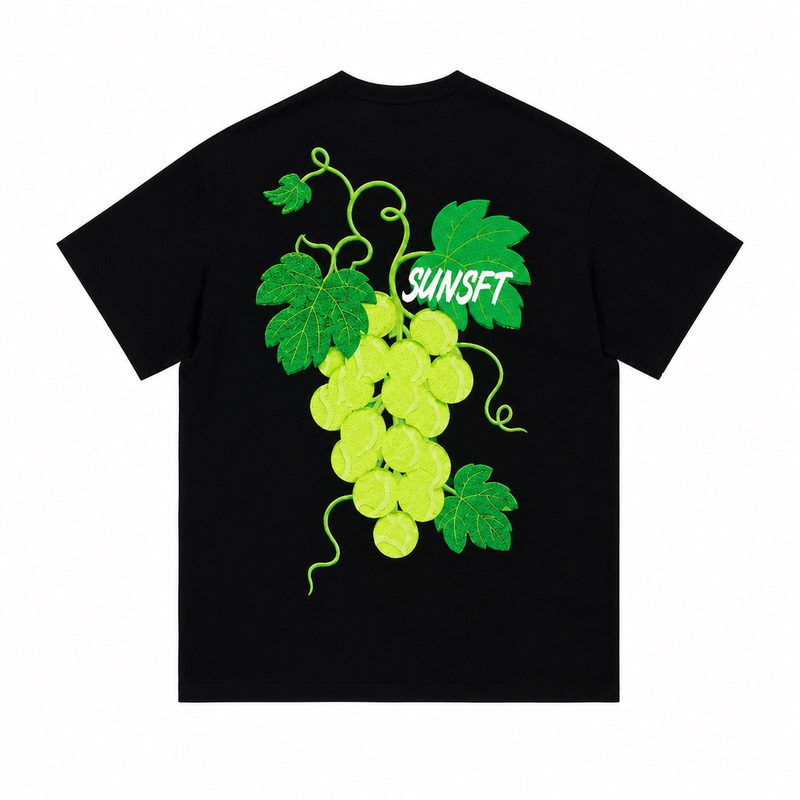 American Retro Grape Embroidery Short-Sleeved T-Shirt for Men and Women, Loose Round Neck, Sweat-Absorbent, Sporty, Casual and Comfortable American Retro Grape Embroidery Short-Sleeved T-Shirt for Men and Women, Loose Round Neck, Sweat-Absorbent, Sporty, Casual and Comfortable