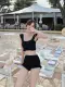 Phụ nữ áo tắm nội y Hàn Quốc 2020 bikini một mảnh retro gợi cảm mới với bộ ngực nhỏ gom lại để che bụng và áo tắm mỏng - Bikinis