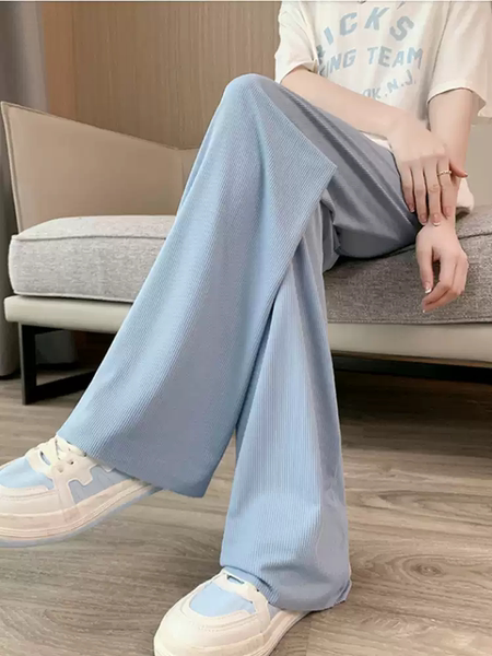 Maternity Pants Ice Silk Summer Thin Wide-Leg Pants Belly Support Straight Casual Pants Plus Size Summer Leggings for Women — 4