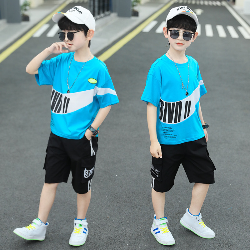South Korean boy clothing boy's summer clothing suit 2022 new summer CUHK Tong Han version Short sleeves Summer Boy Ocean Wave