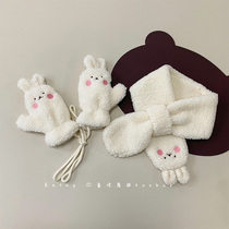 Childrens Scarf Hand Set Autumn and Winter Mens and Womens Baby Scarf Warm Windproof Neck Protector Lambs Velvet Thickened Halter