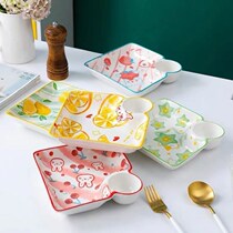 Day Style Ceramic Dumplings Plate With Vinegar Dish Restaurant Water Dumplings Drain Cartoon Cute Young Girl Hearts Breakfast Tray Trays