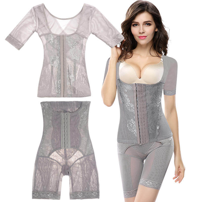 Tingmei underwear belly tunic shaping two-piece set after childbirth abdomen lift hip tunic waist two-piece body shaping dress two-piece set of women