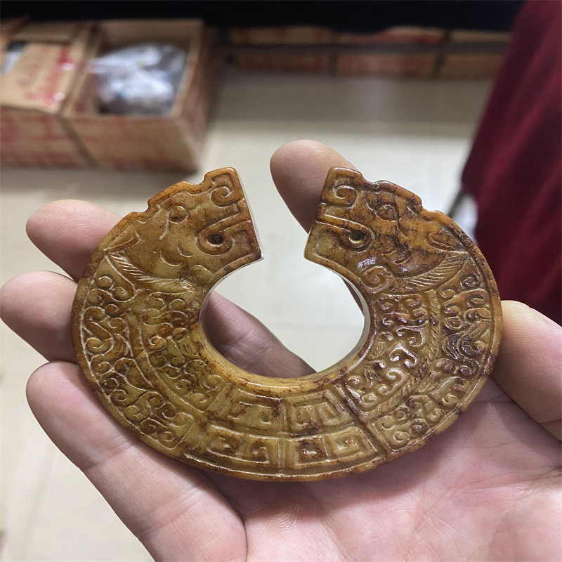 Pendant ancient jade jewellery High ancient jade imitation Spring and autumn Warring Guoyu Qin Color Sleeves Jade Ancien Polished Neck Items Pendant Jade Jue