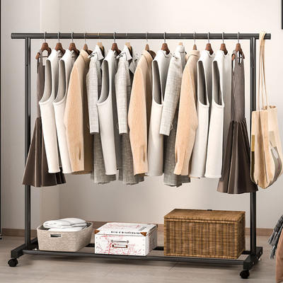 Floor-standing clothes drying rack for home bedroom, folding single pole, simple indoor dormitory, mobile drying rack for clothes and hats