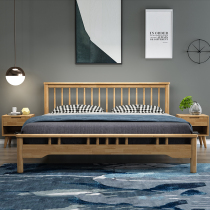 All solid wood bed Nordic 1 8 meters double bed small apartment modern minimalist 1 5 Japanese wedding bed oak log furniture