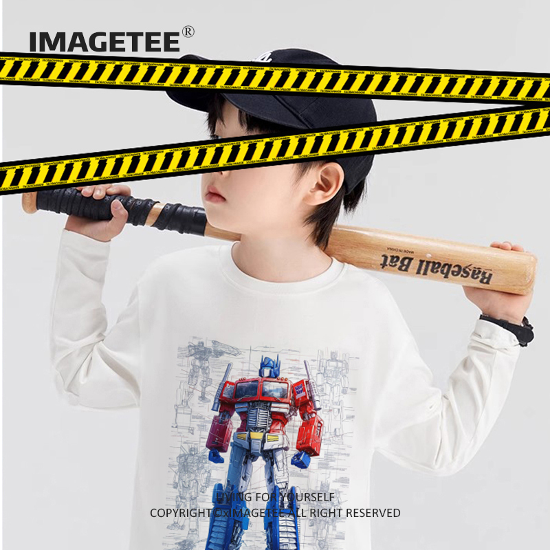 Transformers Optimus Prime Autobot Children's Clothing Boys' Long-Sleeved T-Shirt for Older Children Parent-Child Outfit Cartoon Clothes Cotton