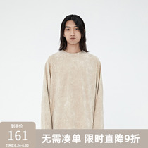 BONELESS2021AW suede logo embroidered waist fruit flower dark tattoo long sleeve T-shirt tidal wave card casual base tee