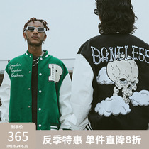 BONELESS 2021AW LOGO personality Skull Skull Embroidered Baseball Suit Metide High Street Parquet Jacket Jacket