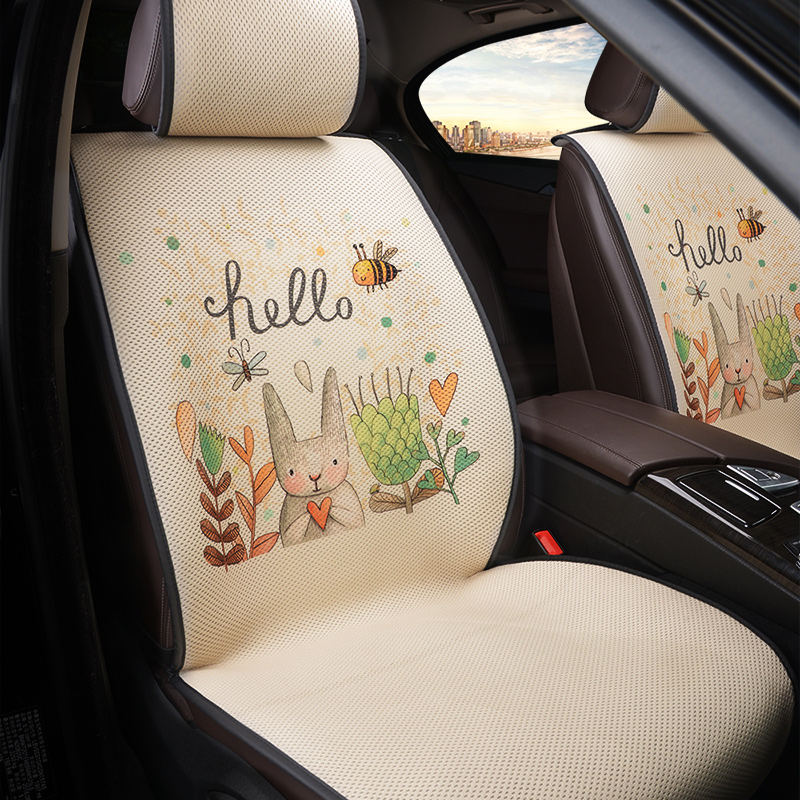 Cute cartoon car cushion female one-piece car cushion four seasons universal seat cushion cover summer cool cushion breathable net red rear row