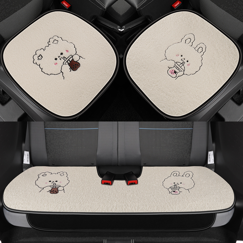 Winter Wuling Hongguang miniEV car seat cushion plush single? Chair cushion cartoon cushion lamb velvet macaron