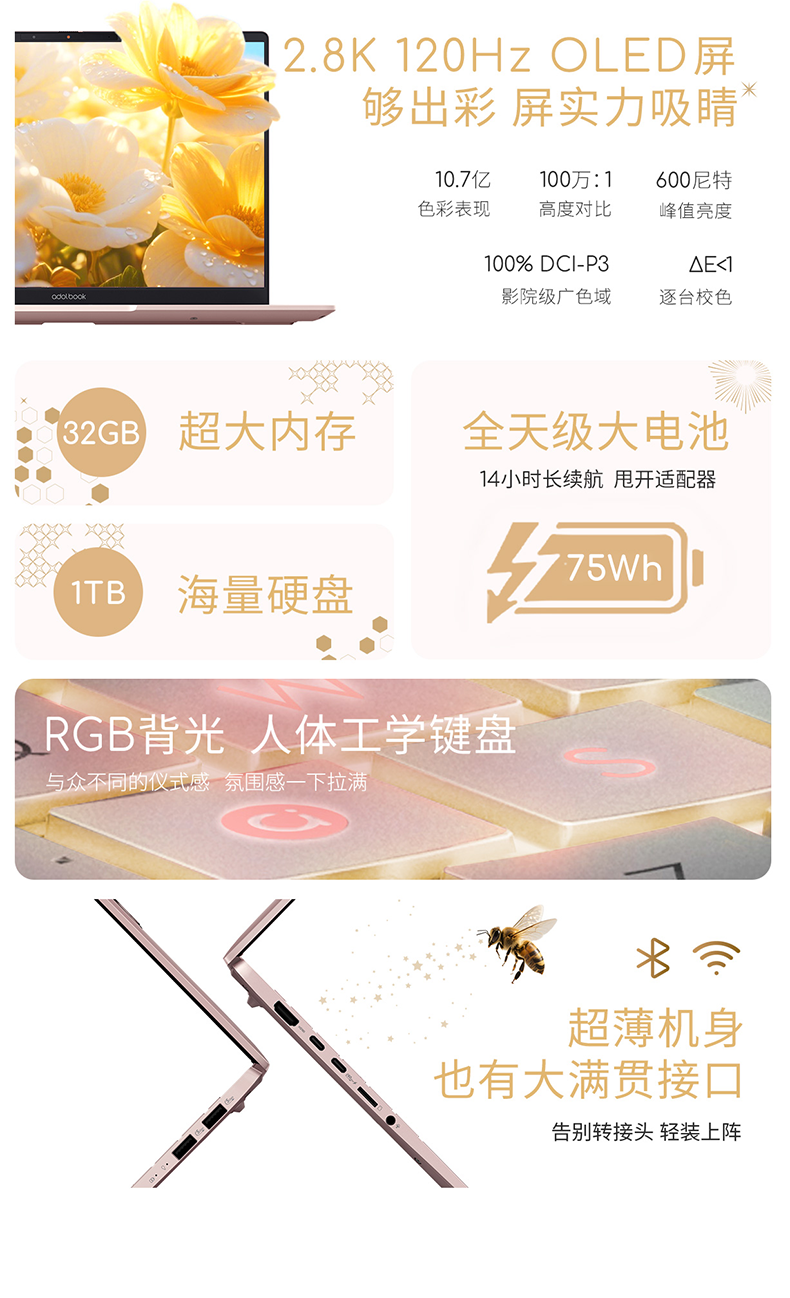 华硕a豆14 Air香氛版 2025 娇兰联名闪光礼盒 高性能AI超轻薄旗舰笔记本电脑插图8