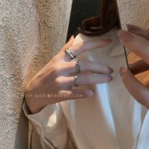 Korean ring female fashion personality niche design sterling silver 2021 New Tide retro light luxury ins tide