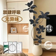 Artificial Green Plant Black Rubber Tree, High-End Luxury Indoor Living Room Large Potted Plant, Faux Tree Plant Decoration