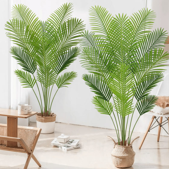 Artificial Green Plant Decoration, Simulated Areca Palm Indoor Potted Plant, Large Floor-Standing Ornament for Living Room, Light Luxury Faux Green Plant