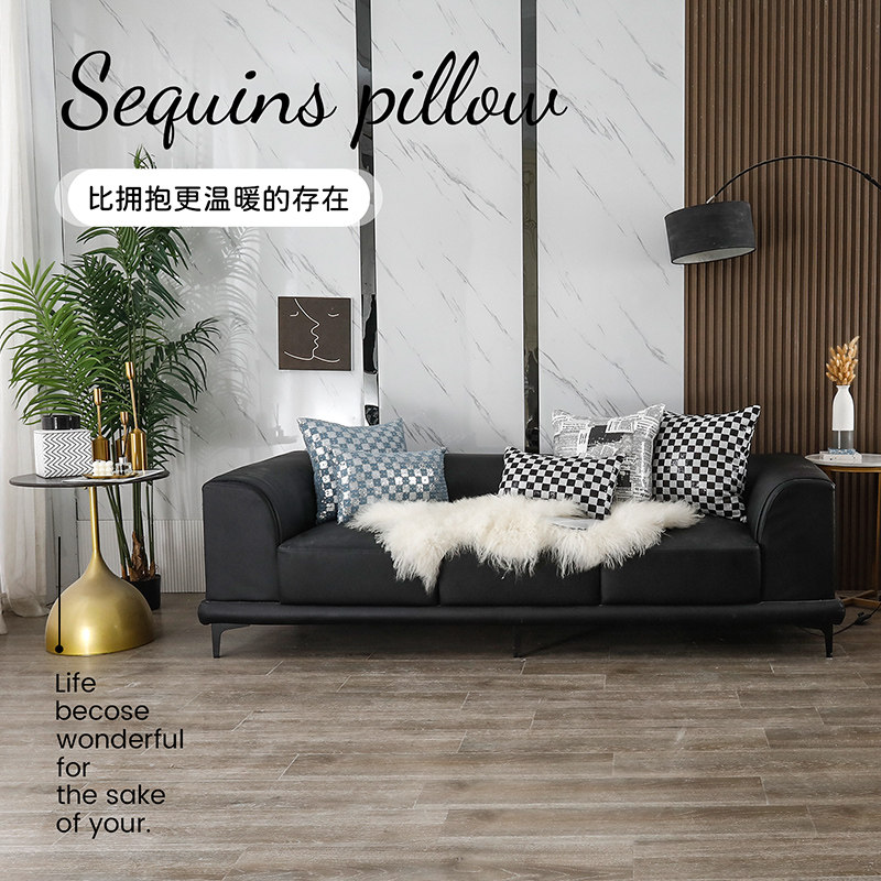 White goose velvet pillow sofa sofa back and bedside cushion down the down core model high -end light luxury high -level high -level pillow sequins