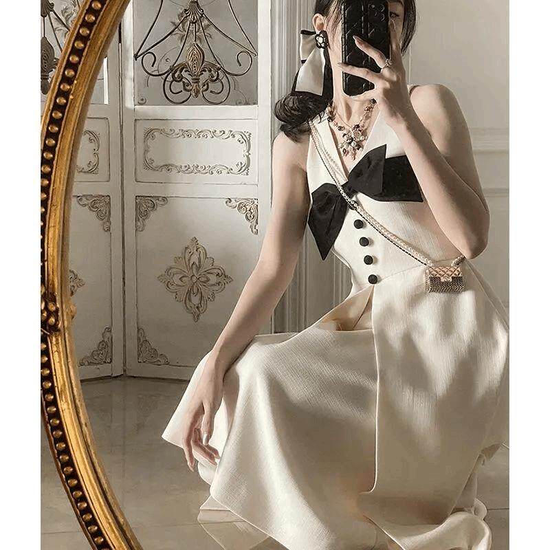 Style Waltz Morden Elegant Acetate Harness Foreign Dress Temperament Long Dress 2022 Summer New A-word Dress