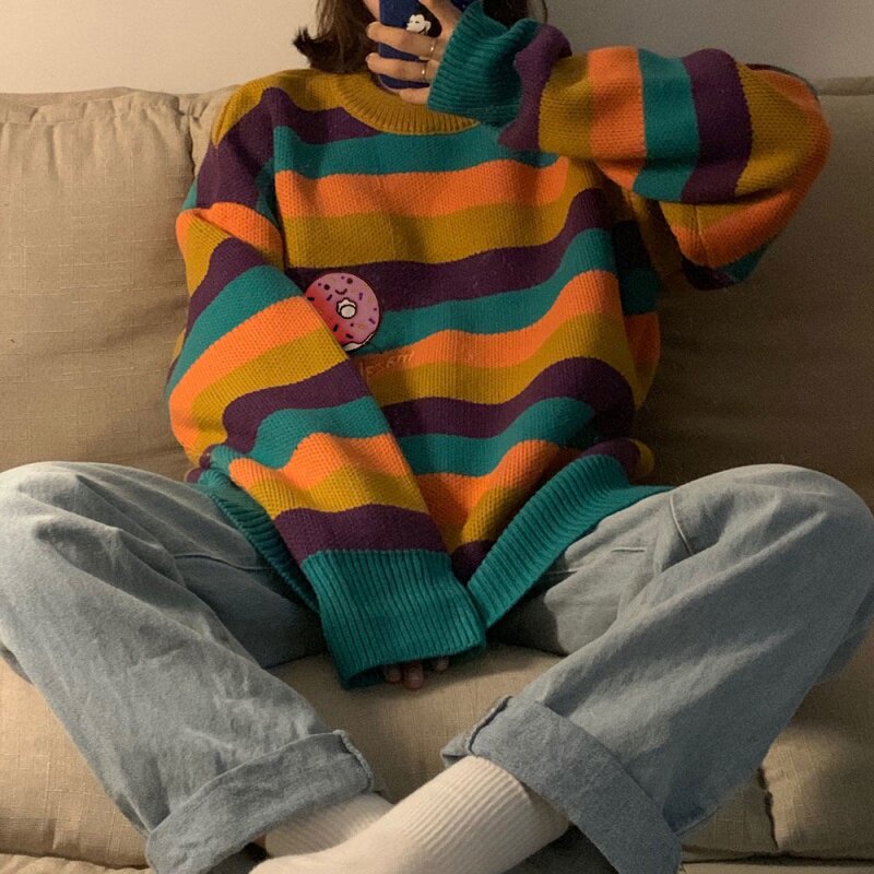 The Elegant Craze Han Edition 2022 new autumn and winter French style Lazy Wind outside wearing a cover loose BF-knit cardiovert sweater