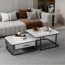 Rock plate tea table light extravagant modern minimalist small family room home small size square creative marble small tea table