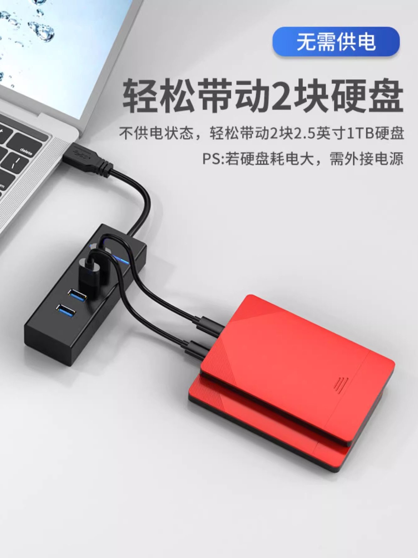 USB 3.0 Hub Splitter for Laptop, Multifunctional External Mouse and Keyboard, USB Flash Drive Expansion Dock, USB Hub with Multiple Ports, Type-C