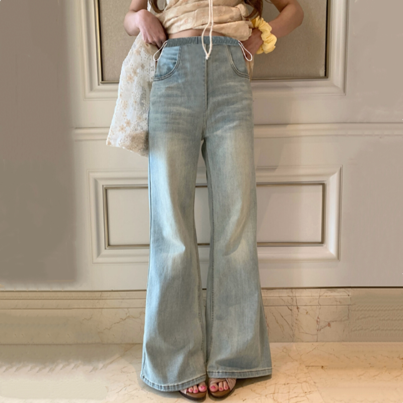 Maternity Super-Slimming American-Style Washed Flared Butterfly Embroidered Jeans, New Summer Loose Straight Wide-Leg Pants