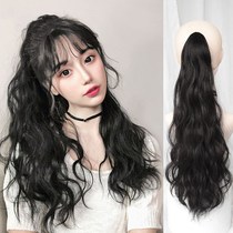 Wig female long hair grab clip ponytail fluffy corn hot natural realistic female claw clip wig corn silk tie hair piece