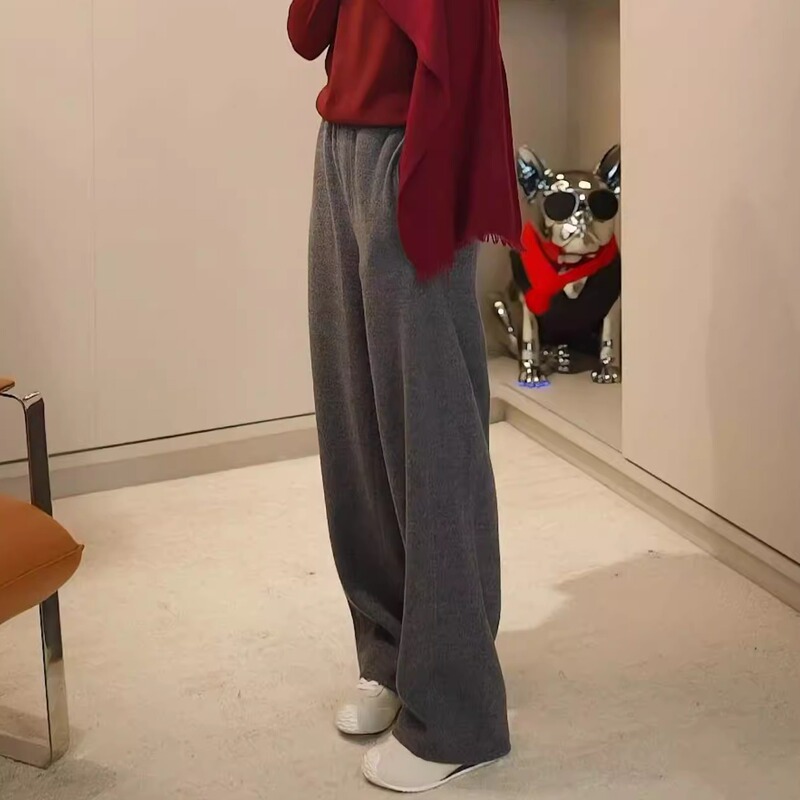 [More or More] Autumn and Winter Style Women's Knitted Wool Banana Pants, Australian Imported Merino Wool