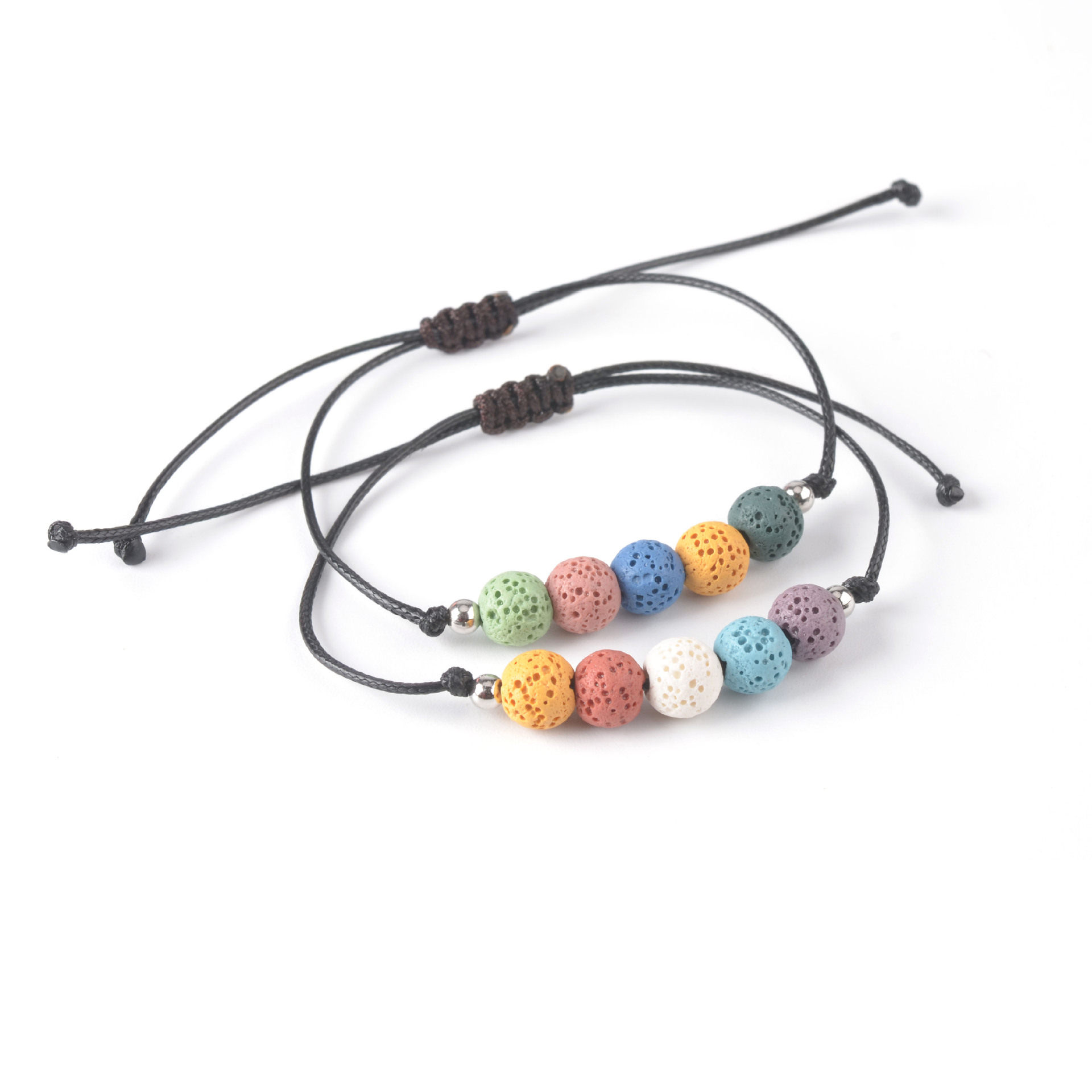 European and American personality creative wax thread weaving adjustable jewelry volcanic stone couple hand