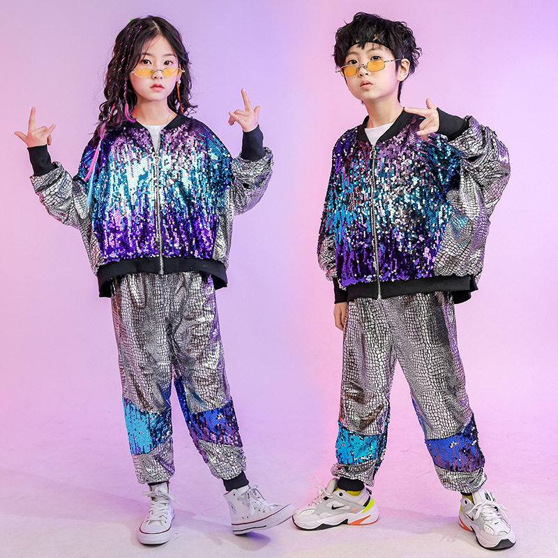 Factory direct children's jazz dance costumes sequins boys and girls hip-hop street dance modern dance JAzz fashion clothes