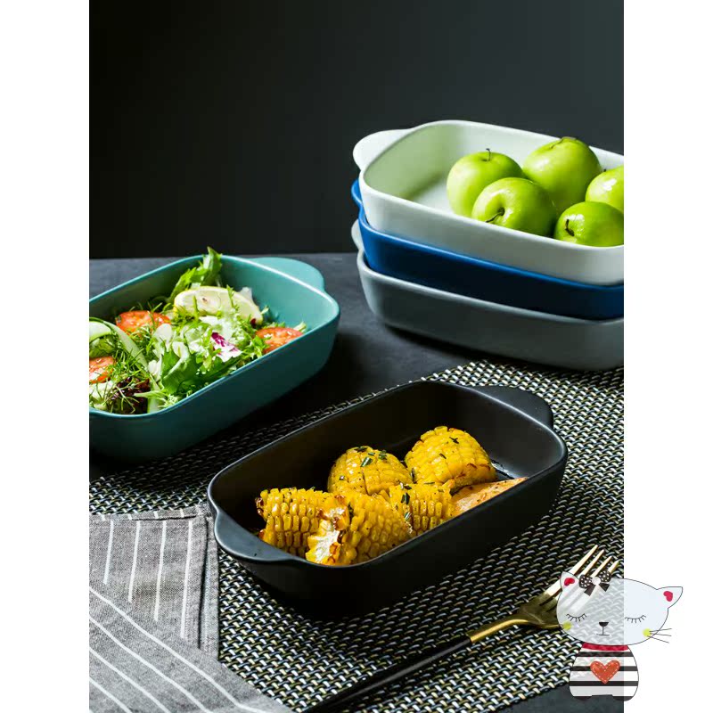 Creative ceramic cheese baked FanPan home baking oven microwave oven roasted bowl meshes for red plate tableware food dish