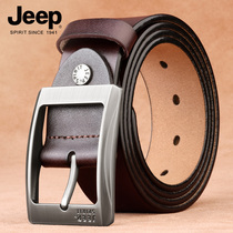 jeep belt men genuine leather young needle buckle pure cow leather young business middle-aged denim jeans belt man trend