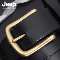 jeep gip jeep male belt genuine leather business head layer cow leather belt copper buckle pin button pants with 100 lap young tide