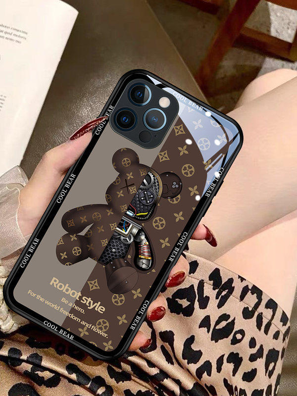 Trendy bear is suitable for Apple 12 mobile phone case new iphone12 protective case 11promax lens xs max all-inclusive 11 high-grade 8plus anti-fall female model