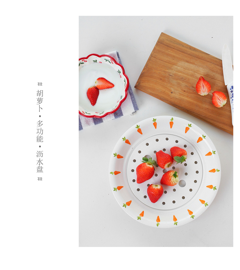 Ceramic tableware utsuwa double drop round home large dumpling dinner plate deep water dish dish steamed fish dish plate