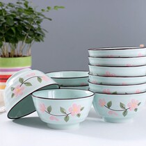 Small fresh Japanese dishes and tableware Household ceramic bowl Salad bowl Cute rice bowl Instant noodles bowl Soup bowl dish set