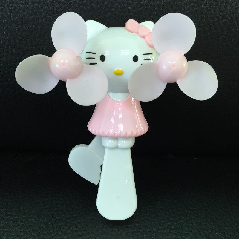 Cartoon Fan Double Head Press Kitty Cat Manual Children Big Numbers Fan Summer Toys Portable