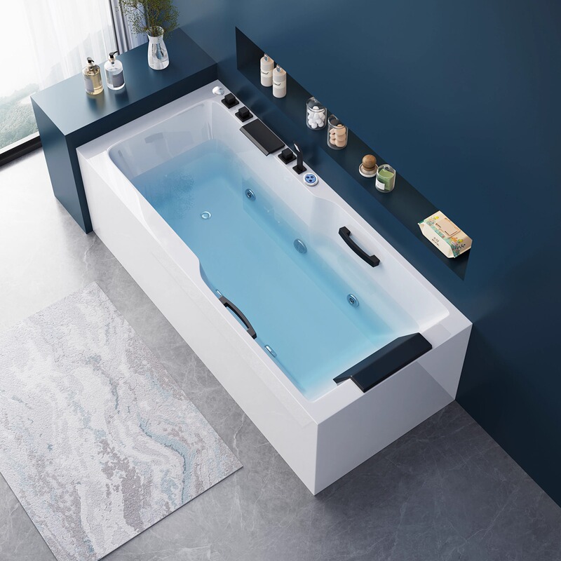New Adult Freestanding Acrylic Bathtub with Jet Massage, Suitable for Guesthouses, Hotels, and Trendy Bathhouses