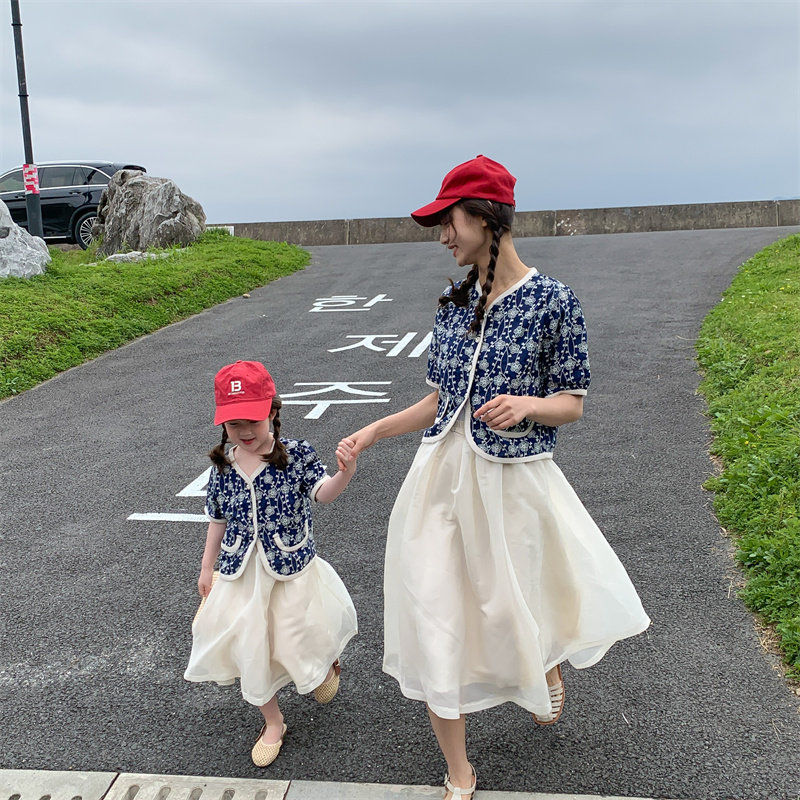 Pro-child dress girl Han's version of the new summer Two sets of nets Red trendy foreign Fried Street Holiday Mother Women