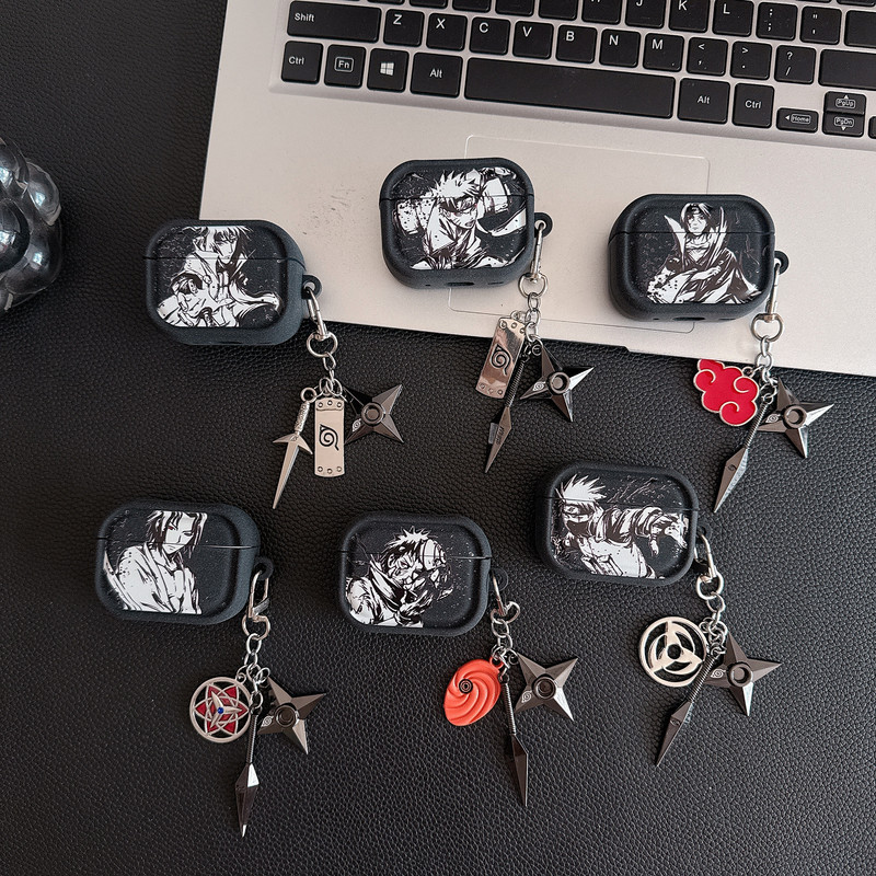 Flocking Naruto-Themed Protective Case for Apple AirPods 4Th Generation Bluetooth Earphones, Cartoon New Style Pro3 Earphone Case, Naruto, Sasuke, Pro2 Generation Kakashi 3Rd Generation Soft Case, Light Luxury for Men and Women