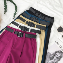 High-end sense~Hong Kong-style high-waisted suit five-point pants womens summer loose solid color wide-leg pants hanging straight shorts