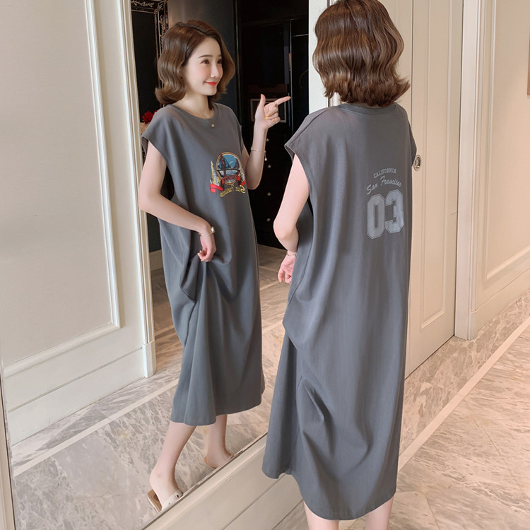 Summer 2020 new Korean version sleeveless T-shirt skirt top base shirt ins super fire net red medium and long version of the T-shirt women's tide