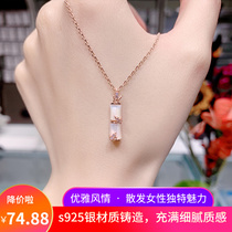 s925 pure silver necklace 2022 new female rose gold lock bone chain with high rise rich and expensive bamboo enamel pendant