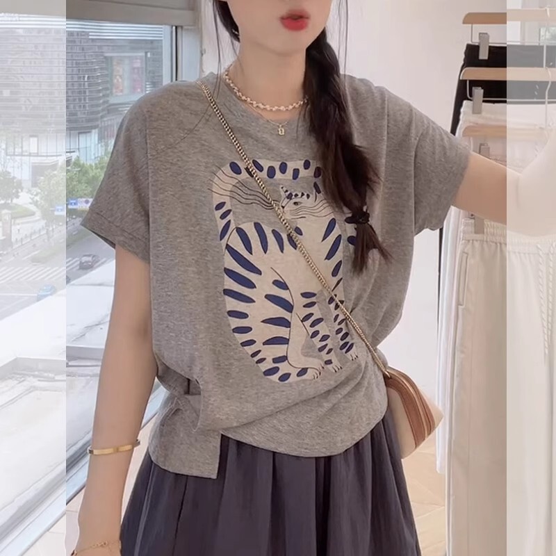 Nursing Tops, Short-Sleeved T-Shirts, Pure Cotton, Summer Side-Buttoned Waist-Cinching, Versatile, Slimming Nursing Clothes, Going Out, Hot Mom Style T-Shirts